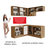 Combo Completo de Cocina Esquinera 349 cm Marrón/Blanco/Crema Glamy Madesa 01