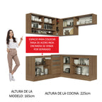 Combo completo de Cocina Esquinera 349 cm 9 Puertas 3 Cajones Sin Mesada Marrón Glamy Madesa