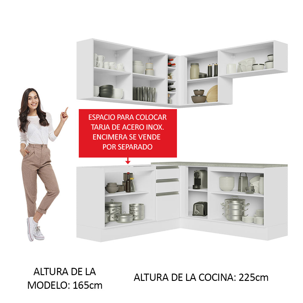 Combo completo de Cocina Esquinera 349cm Glamy Madesa 03