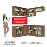 Combo completo de Cocina Esquinera 349cm Marrón Glamy Madesa 03