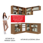 Combo completo de Cocina Esquinera 349 cm 9 Puertas 3 Cajones Sin Mesada Marrón/Blanco Glamy Madesa