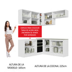 Combo completo de Cocina Esquinera 349 cm 9 Puertas 3 Cajones Sin Mesada Blanco/Negro Glamy Madesa