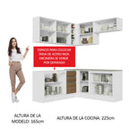 Combo completo de Cocina Esquinera 349 cm 9 Puertas 3 Cajones Sin Mesada Blanco/Marrón Glamy Madesa