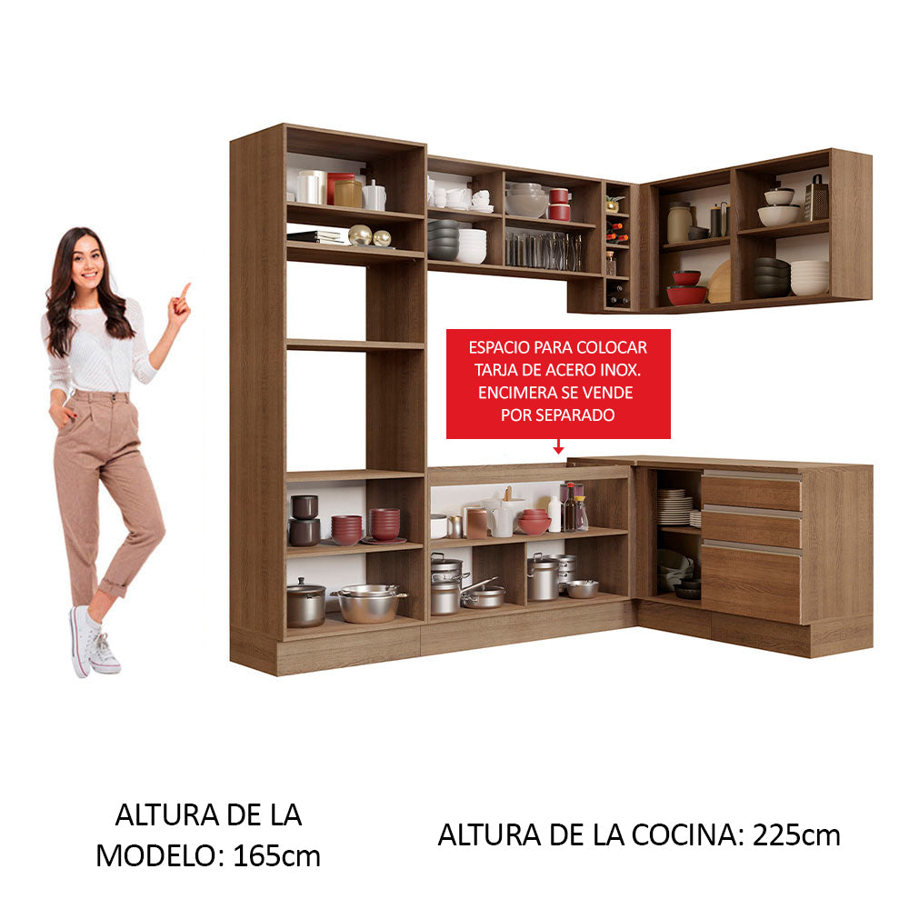 Combo completo de Cocina Esquinera 399cm Glamy Madesa 02 Marrón