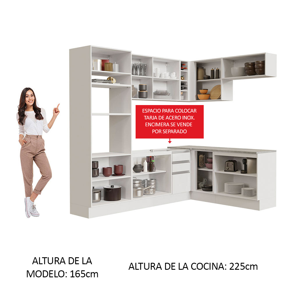 Combo completo de Cocina Esquinera 419cm Glamy Madesa 01 - Blanco