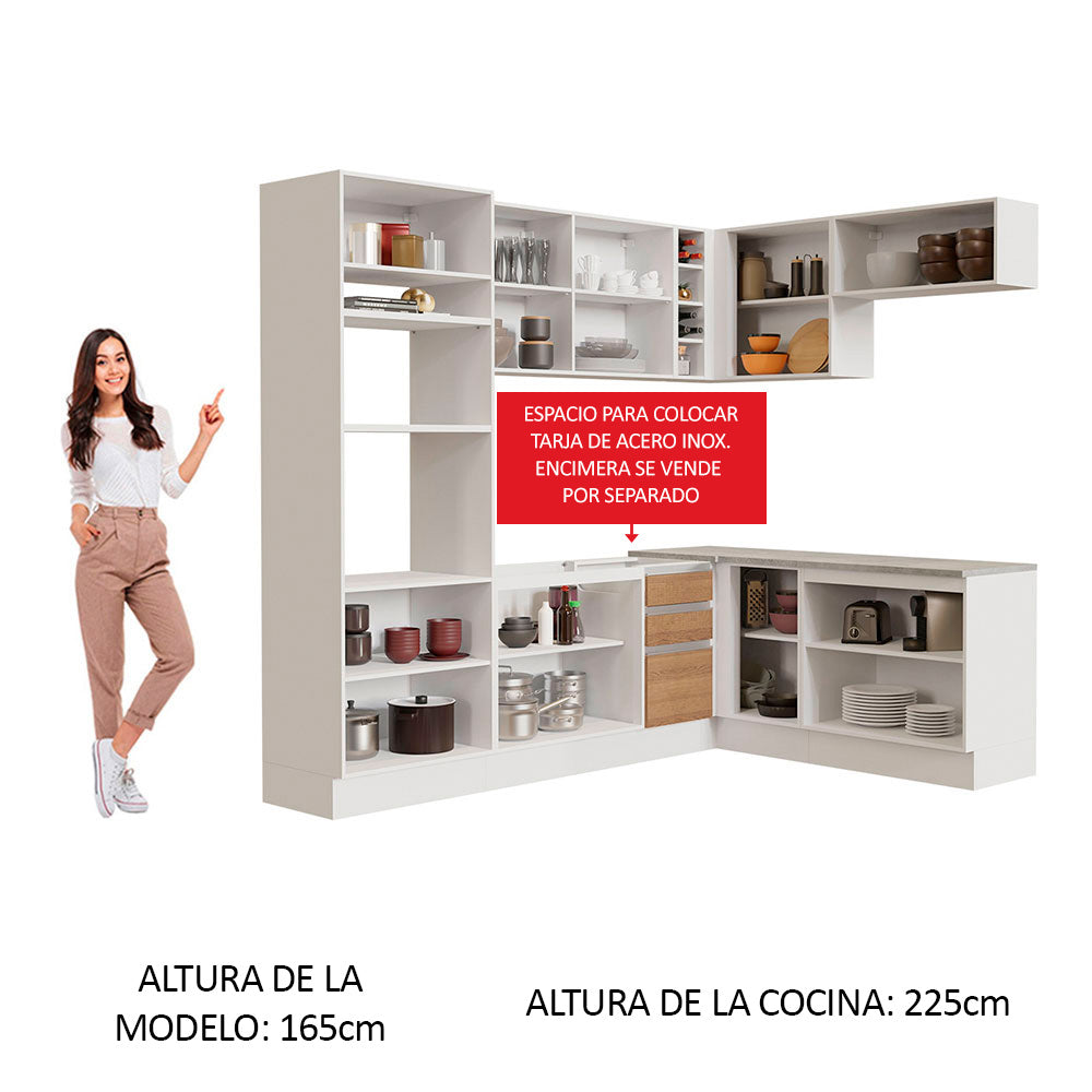 Combo completo de Cocina Esquinera 419cm Glamy Madesa 01 - Blanco