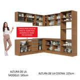 Combo completo de Cocina Esquinera 459cm Glamy Madesa 01 Marrón