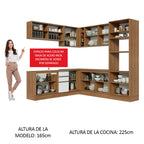 Combo completo de Cocina Esquinera 459 cm 13 Puertas 3 Cajones Sin Mesada Marrón/Blanco Glamy Madesa