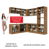 Combo completo de Cocina Esquinera 459cm Glamy Madesa 01 Marrón/Negro