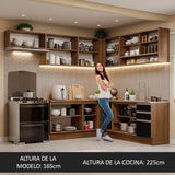 Combo completo de Cocina Esquinera 469cm Madesa Glamy Marrón/Negro 01