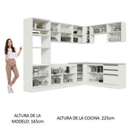 Combo completo de Cocina Esquinera 479 cm 13 Puertas 3 Cajones Sin Mesada Blanco Glamy Madesa
