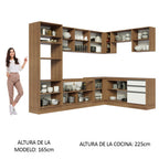 Combo completo de Cocina Esquinera 479 cm 13 Puertas 3 Cajones Sin Mesada Marrón/Blanco Glamy Madesa
