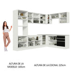 Combo completo de Cocina Esquinera 479 cm 13 Puertas 3 Cajones Sin Mesada Blanco/Negro Glamy Madesa