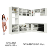 Combo completo de Cocina Esquinera 479cm Madesa Glamy Blanco/Negro 01