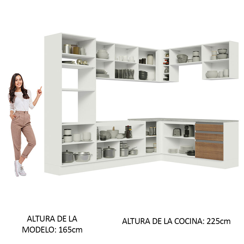 Combo completo de Cocina Esquinera Madesa 479cm Glamy 01 - Blanco