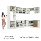 Combo completo de Cocina Esquinera Madesa 479cm Glamy 01 - Blanco
