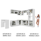 Combo completo de Cocina Esquinera 504 cm 14 Puertas 3 Cajones Sin Mesada Blanco Glamy Madesa