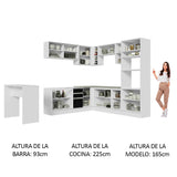 Combo completo de Cocina Esquinera 504cm Glamy Madesa 01 Blanco/Negro