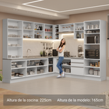 Combo completo de Cocina Esquinera con Cristalero 549 cm Madesa Glamy BB 01