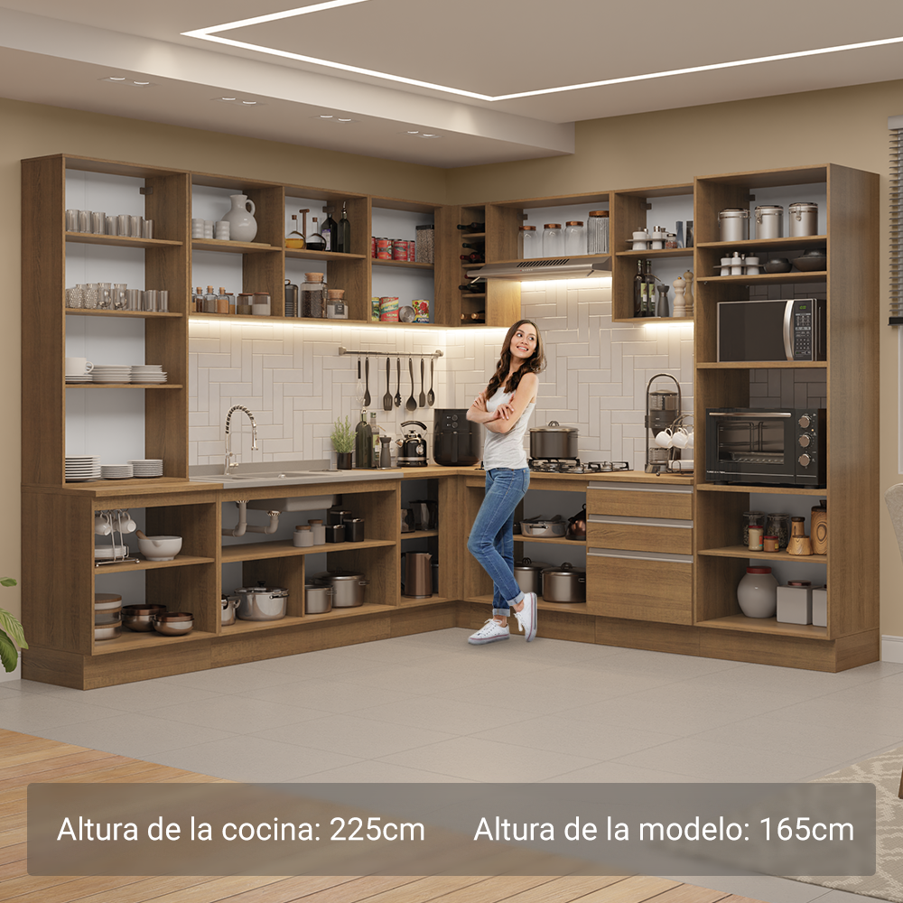 Combo completo de Cocina Esquinera Madesa Glamy 549cm MM 01