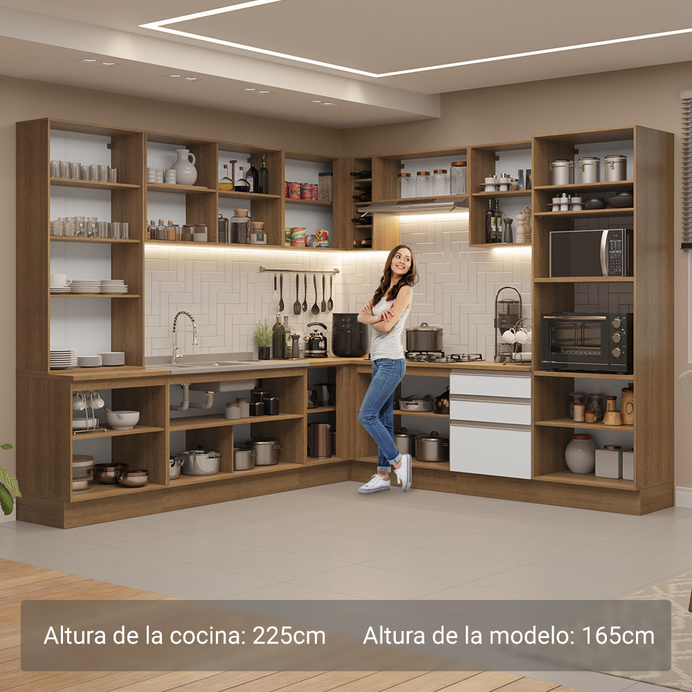 Combo completo de Cocina Esquinera Madesa Glamy 549cm MB 01