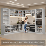 Combo completo de Cocina Esquinera con Cristalero 549 cm Madesa Glamy BN 01