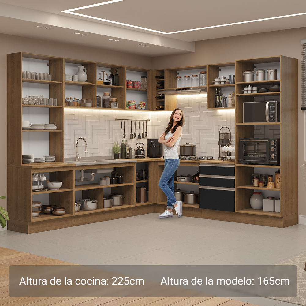 Combo completo de Cocina Esquinera Madesa Glamy 549cm MN 01