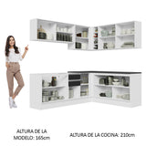 Combo Completo de Cocina Esquinera 100% MDF 409 cm Frentes Blanco Brillante Acordes Madesa 01