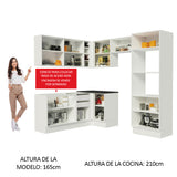 Combo Completo de Cocina Esquinera 100% MDF 419 cm Frentes Blanco Brillante Acordes Madesa 01