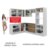 Combo Completo de Cocina Esquinera 100% MDF 419 cm Blanco/Marrón Acordes Madesa 03