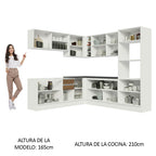 Combo completo de Cocina Esquinera 459 cm 13 Puertas 2 Cajones Sin Mesada 100% MDF Blanco/Marrón Acordes Madesa