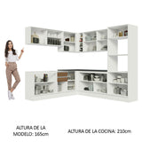 Combo Completo de Cocina Esquinera 100% MDF 459 cm Blanco/Marrón Acordes Madesa 01