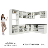 Combo Completo de Cocina Esquinera 100% MDF 479 cm Frentes Blanco Brillante Acordes Madesa 03