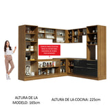 Combo completo de Cocina Esquinero 526cm Marrón/Negro Lux Madesa 01