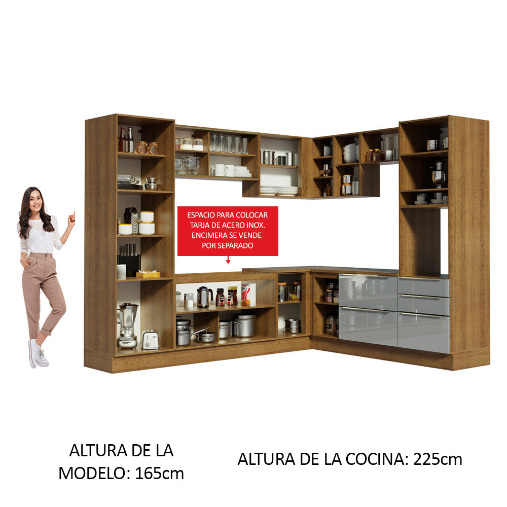 Combo completo de Cocina Esquinero 526cm Marrón/Gris Lux Madesa 01