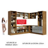 Combo completo de Cocina Esquinero 526cm Marrón/Gris Lux Madesa 01