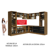 Combo completo de Cocina Esquinero 546cm Marrón/Negro Lux Madesa 01