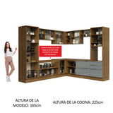 Combo completo de Cocina Esquinero 546cm Marrón/Gris Lux Madesa 01