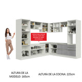 Combo completo de Cocina Esquinero 546cm Blanco/Gris Lux Madesa 01