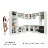 Combo completo de Cocina Esquinera 546 cm Blanco/Negro Lux Madesa 03