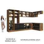Combo completo de Cocina Esquinera 546 cm 12 Puertas 8 Cajones Marrón/Negro Lux Madesa