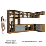 Combo completo de Cocina Esquinero 546cm Marrón/Gris Lux Madesa 05