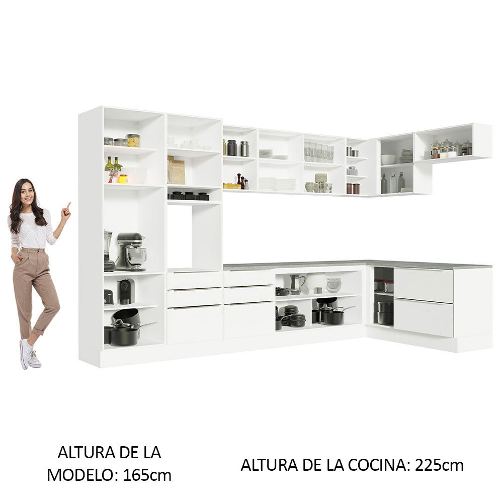 Combo Completo de Cocina Esquinera 546 x 60 cm Blanco Aterciopelado Lux Madesa 05