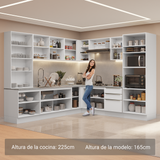 Combo completo de Cocina Esquinera con Cristalero 566 cm Madesa Veludo Lux BB 01