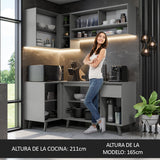 Combo Completo de Cocina Esquinera 265 cm Gris Nice Madesa 01