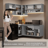 Combo completo de Cocina Esquinera Flotante 325cm Gris Nice Madesa 02