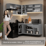 Combo completo de Cocina Esquinera Flotante 325cm Gris Nice Madesa 05
