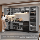 Combo completo de Cocina Esquinera Flotante 385cm Gris Nice Madesa 01