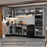 Combo completo de Cocina Esquinera Flotante 385cm Gris Nice Madesa 02