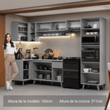 Combo completo de Cocina Esquinera 385cm Gris Nice Madesa 04